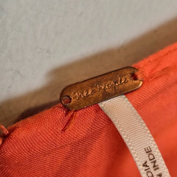 Free People Dress Catch The Light Orange Short Sleeve Womens Medium - Picture 7 of 11